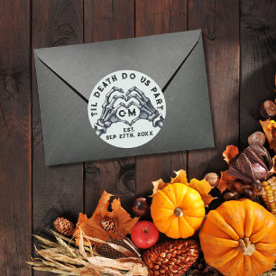 Til Death Do Us Part Skeletons Gothic Wedding Classic Round Sticker