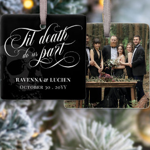 Til Death Do Us Part Skull Goth Wedding Photo Ceramic Ornament