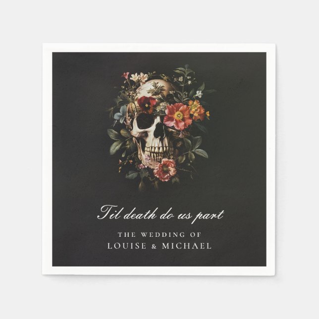 Til Death Do Us Part Skull Gothic Wedding Napkin (Front)