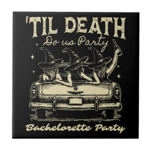 Til Death Do Us Party Halloween D Yellow Ceramic Tile