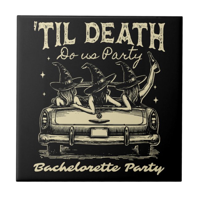 Til Death Do Us Party Halloween D Yellow Ceramic Tile (Front)
