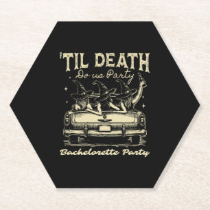Til Death Do Us Party Halloween D Yellow Paper Coaster