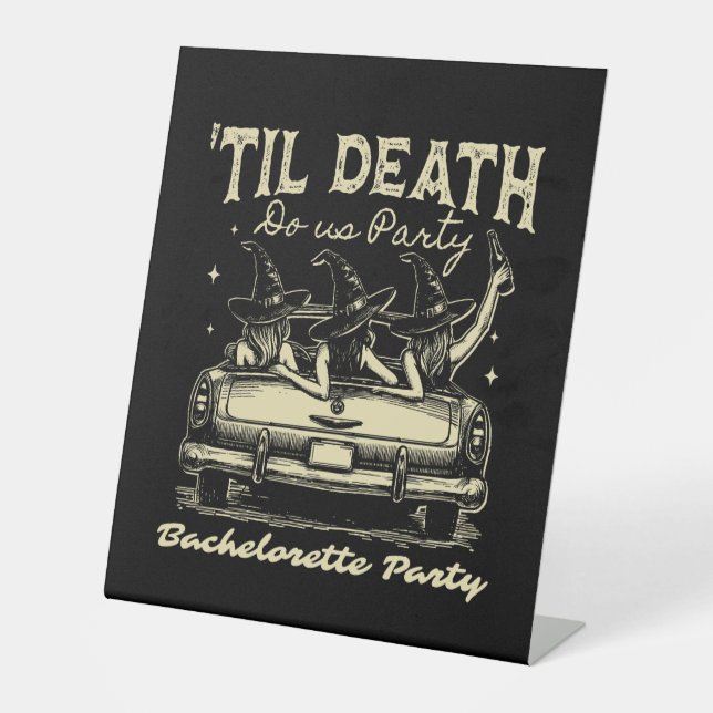 Til Death Do Us Party Halloween D Yellow Pedestal Sign (Front)