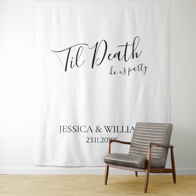 Til Death Do Us Party Night Before Wedding Sign Tapestry (In Situ)