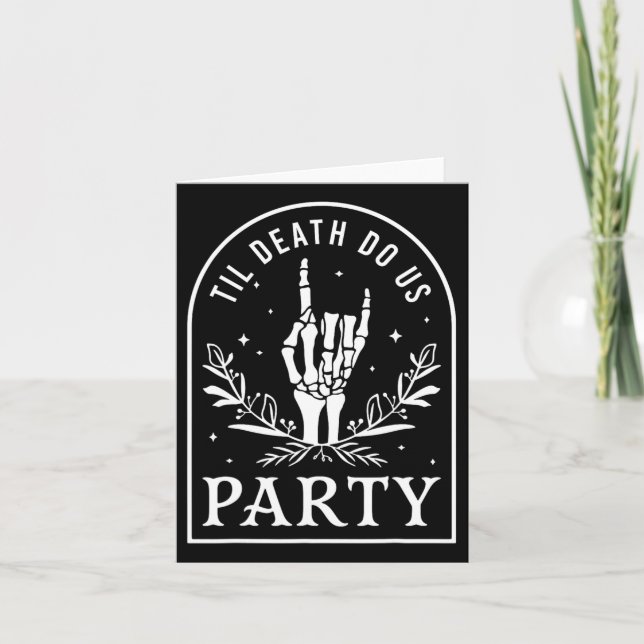 Til Death Do Us Party Retro Halloween Bachelorette Card (Front)