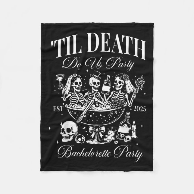 Til Death Do Us Party Retro Halloween Bachelorette Fleece Blanket (Front)