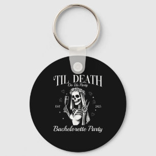 Til Death Do Us Party Retro Halloween Bachelorette Key Ring