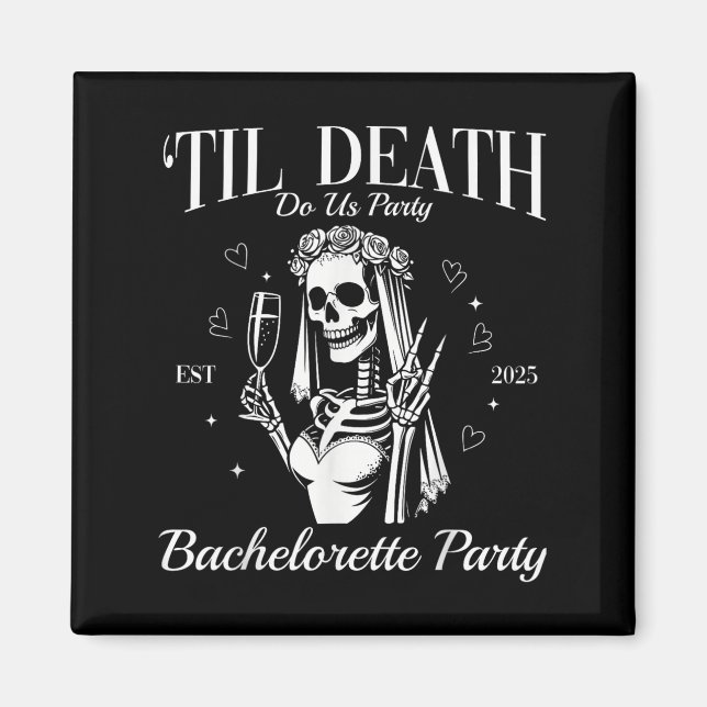 Til Death Do Us Party Retro Halloween Bachelorette Magnet (Front)