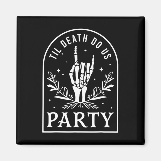 Til Death Do Us Party Retro Halloween Bachelorette Magnet (Front)