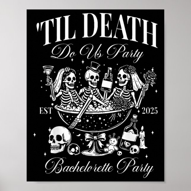 Til Death Do Us Party Retro Halloween Bachelorette Poster (Front)