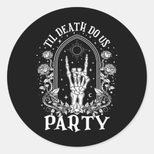Til Death Do Us Party Retro Halloween Chelorette M Classic Round Sticker