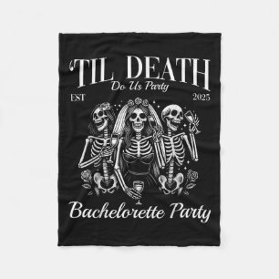 Til Death Do Us Party Retro Skeleton Bachelorette Fleece Blanket