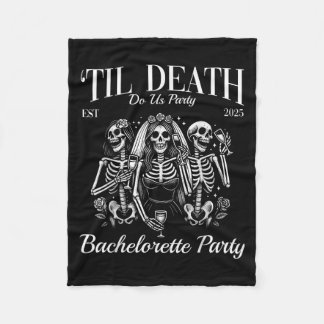 Til Death Do Us Party Retro Skeleton Bachelorette Fleece Blanket