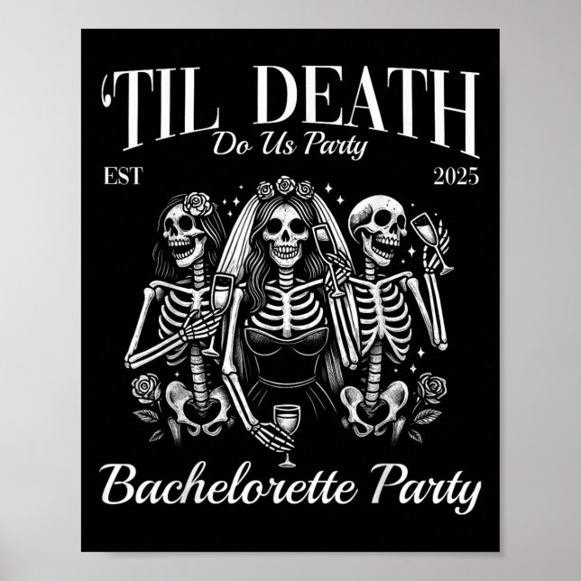 Til Death Do Us Party Retro Skeleton Bachelorette  Poster (Front)