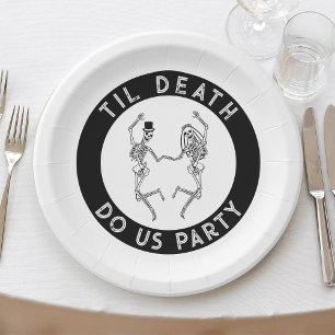 Til Death Do Us Party Skeleton Couple Bachelorette Paper Plate