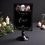 Til Death Do Us Party Watercolor Skull Wedding  Table Number<br><div class="desc">Nothing screams "I do!" like a Halloween-inspired gothic wedding. Get ready for a bone-chillingly beautiful celebration like no other with our 'Til Death Do Us Party skeleton & floral Halloween gothic theme wedding table number sign. Our beautiful wedding table number features our own hand-painted watercolor skull along with our beautiful...</div>