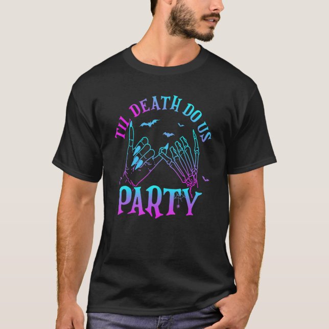Til Death Do Us Party Witch Skeleton Halloween Tri T-Shirt (Front)