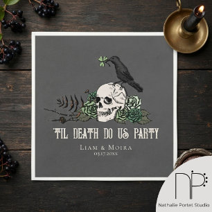 Til Death Goth Irish Skull Bridal Shower Party Napkin