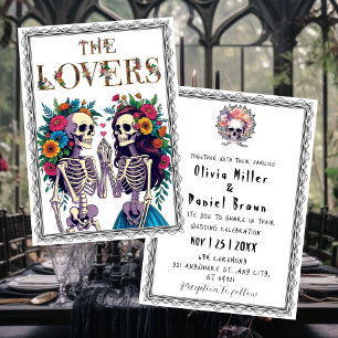 Til Death Gothic Floral halloween Skeleton Wedding Invitation