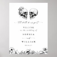 Til Death Gothic Floral Skull Black Wedding Sign