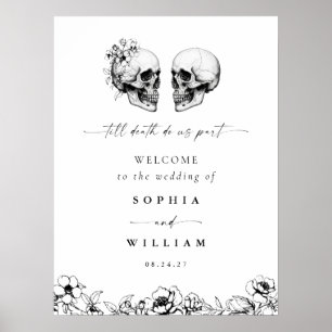 Til Death Gothic Floral Skull Black Wedding Sign