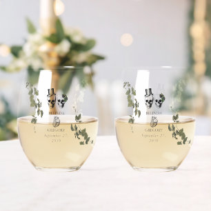 Til Death Gothic Heart Floral Skulls Wedding Favou Stemless Wine Glass