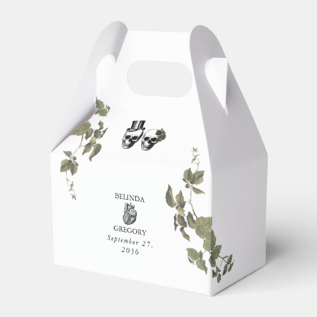 Til Death Gothic Heart Floral Skulls Wedding Favour Box (Front Side)