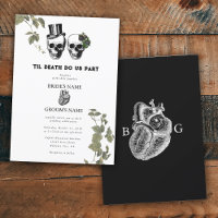 Til Death Gothic Heart Floral Skulls Wedding
