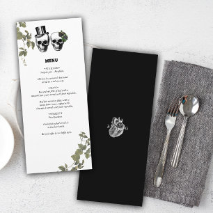 Til Death Gothic Heart Floral Skulls Wedding Menu