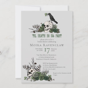 Til Death Gothic Irish Floral Skull Bridal Shower Invitation