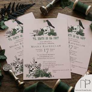 Til Death Gothic Irish Floral Skull Bridal Shower Invitation