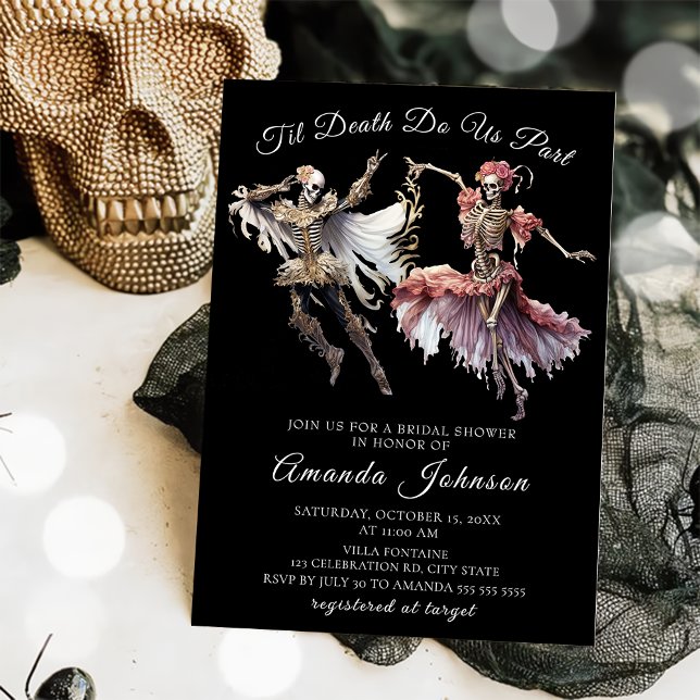 Til Death Gothic Skeleton Halloween Bridal Shower Invitation (Creator Uploaded)