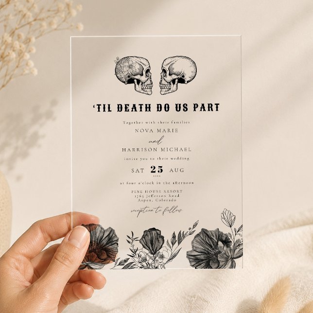 Til Death Gothic Skull Wedding Details and Acrylic Invitations (Creator Uploaded)