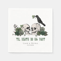 Til Death Gothic St Patricks Day Floral Skull Napkin