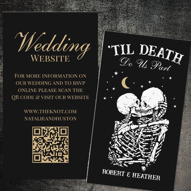 Til Death Gothic Wedding Website RSVP QR Code Enclosure Card (Creator Uploaded)