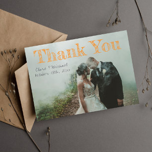 Til Death Halloween Skeleton Orange Thank You Card