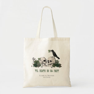 Til Death Ivory Gothic Bridal Shower Skull & Roses Tote Bag