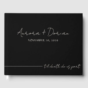 Til Death Minimal Black Wedding Guest Book