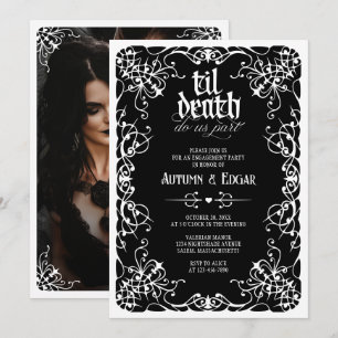 Til Death Photo Gothic Engagement Party Invitation