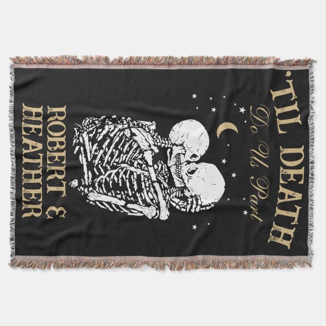 Til Death Skeleton Goth Wedding Decor Personalised Throw Blanket (Front)