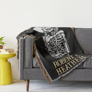 Til Death Skeleton Goth Wedding Decor Personalized Throw Blanket