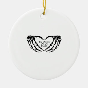 Til Death - Skeleton Heart Hands  Ceramic Ornament