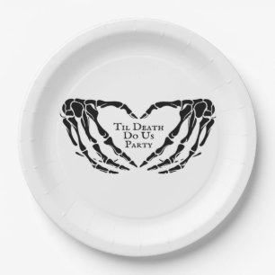 Til Death Skeleton Heart Hands Gothic Mood Paper Plate