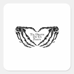 Til Death - Skeleton Heart Hands Square Sticker