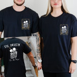 Til Death Skeleton Lovers Tarot Card Goth Wedding T-Shirt<br><div class="desc">Celebrate everlasting love with our Til Death Skeleton Lovers Tarot Card Goth Wedding T-Shirt. Perfect for a gothic wedding or a dark fairytale-themed celebration, this shirt features captivating lovers tarot card skeletons, symbolising the eternal bond of marriage. The Wedding Party Matching Custom Shirts option allows you to create a cohesive...</div>
