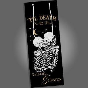 Til Death Skeleton Lovers Tarot Card Goth Wedding Wine Gift Bag