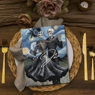 Til Death Skeleton Van Gogh Gothic Save the Date Postcard