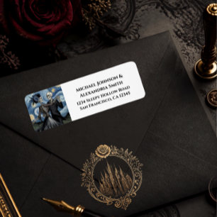 Til Death Skeleton Van Gogh Gothic Wedding  Return Address Label