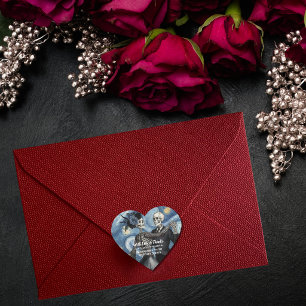 Til Death Skeleton Van Gogh Wedding Favour Heart Sticker