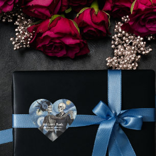 Til Death Skeleton Van Gogh Wedding Favour Heart Sticker